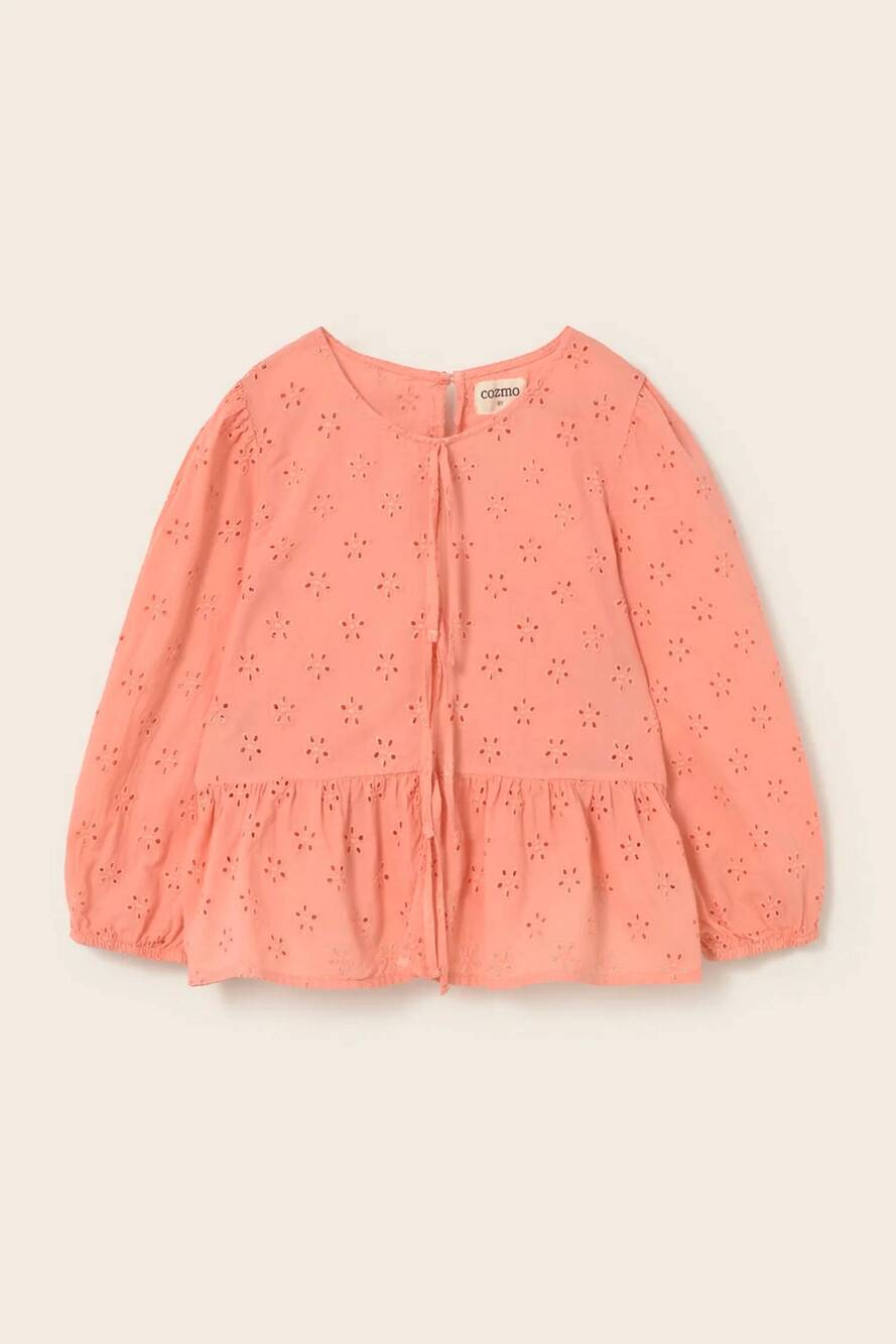 NEW MY LITTLE COZMO girls swiss embroidery cotton blouse in rose